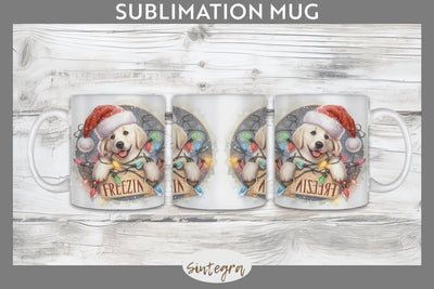 Christmas Vintage Freezin' Lab Entangled Mug Wrap Sublimation Sublimation Sintegra 