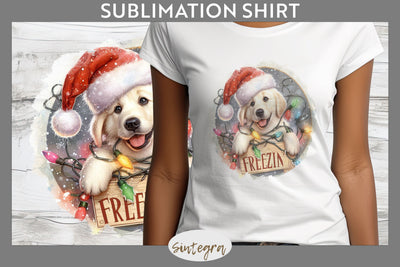 Christmas Vintage Freezin' Lab Entangled T-shirt Sublimation Sublimation Sintegra 