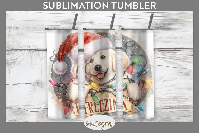 Christmas Vintage Freezin' Lab Entangled Tumbler Sublimation 20 oz Skinny Sublimation Sintegra 