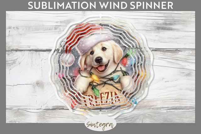 Christmas Vintage Freezin' Lab Entangled Wind Spinner Sublimation Sublimation Sintegra 