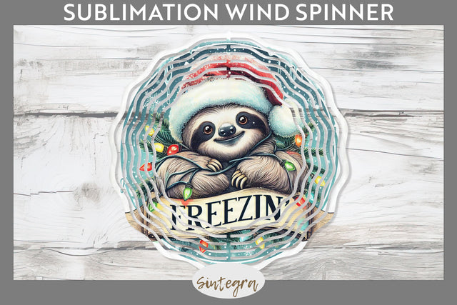 Christmas Vintage Freezin' Sloth Entangled Wind Spinner Sublimation Sublimation Sintegra 