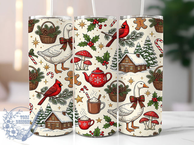 Christmas Vintage Geese Plaid 20oz Tumbler, Christmas Geese, Vintage Geese PNG, Geese Tumbler Wrap, Vintage Xmas Geese, Plaid Tumbler, 20oz Tumbler Wrap, Farmhouse Geese Sublimation ToriDesigns 