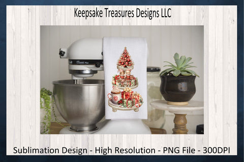 Christmas Vintage Tiered Tray, Sublimation PNG, Vintage Christmas, PNG Printable, Digital Download Sublimation Keepsake Treasures Designs LLC. 