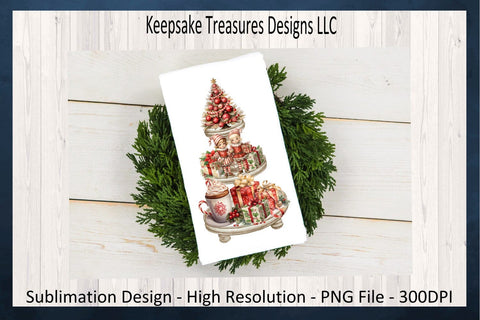 Christmas Vintage Tiered Tray, Sublimation PNG, Vintage Christmas, PNG Printable, Digital Download Sublimation Keepsake Treasures Designs LLC. 
