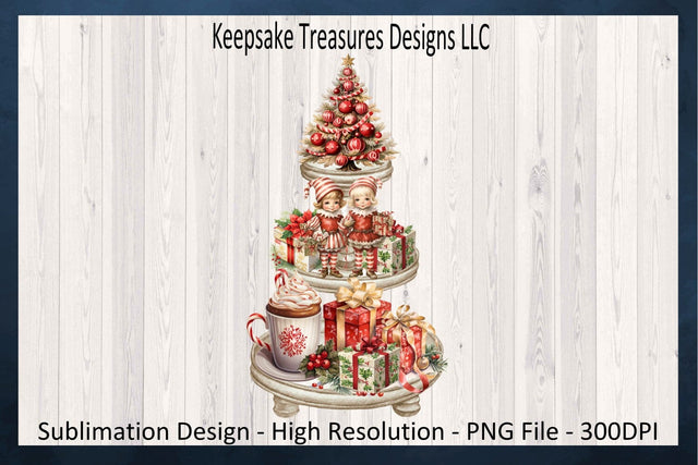 Christmas Vintage Tiered Tray, Sublimation PNG, Vintage Christmas, PNG Printable, Digital Download Sublimation Keepsake Treasures Designs LLC. 