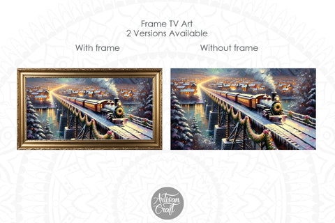 Christmas vintage train Frame TV art Digital Pattern Artisan Craft SVG 