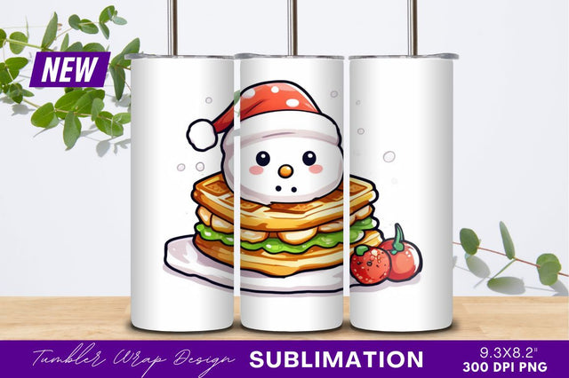 Christmas waffle snowman food tumbler png image Sublimation Regulrcrative 
