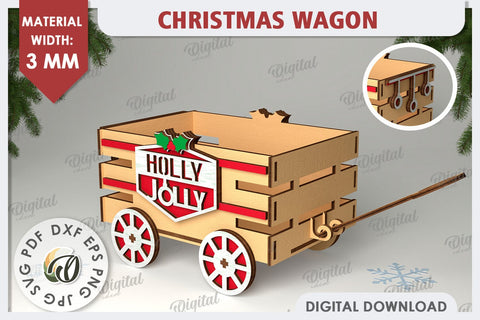 Christmas Wagon Laser Cut. Christmas Gift Box SVG SVG Evgenyia Guschina 