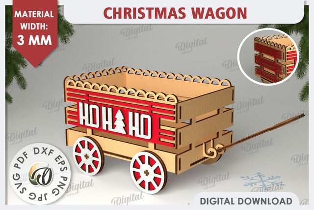 Christmas Wagon Laser Cut. Christmas Gift Box SVG SVG Evgenyia Guschina 