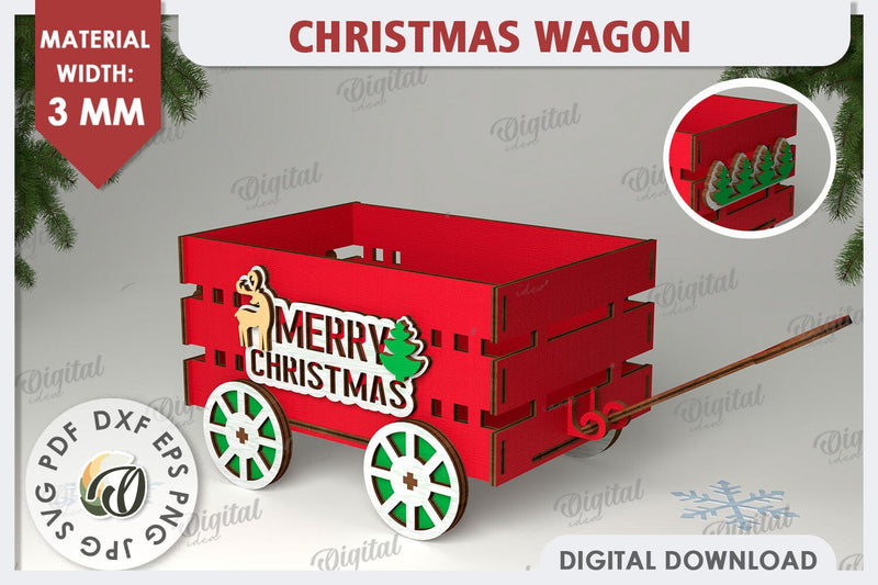 Christmas Wagon Laser Cut. Christmas Gift Box SVG SVG Evgenyia Guschina 