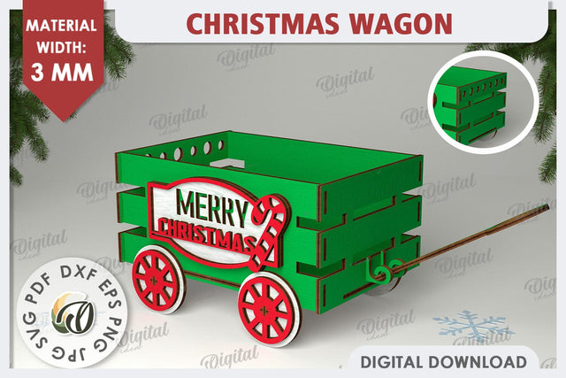 Christmas Wagon Laser Cut. Christmas Gift Box SVG SVG Evgenyia Guschina 