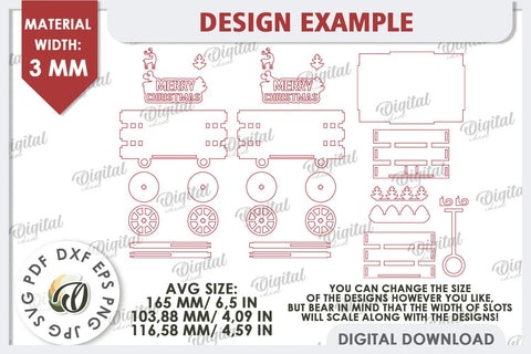 Christmas Wagons Laser Cut Bundle. Christmas Gift Boxes SVG SVG Evgenyia Guschina 