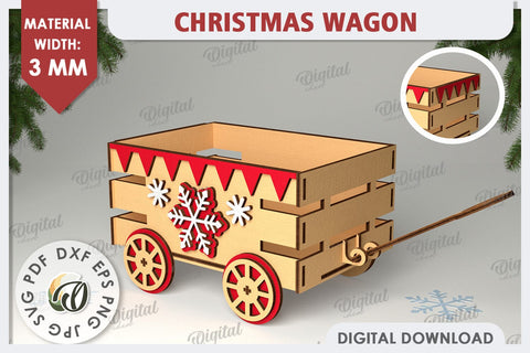 Christmas Wagons Laser Cut Bundle. Christmas Gift Boxes SVG SVG Evgenyia Guschina 