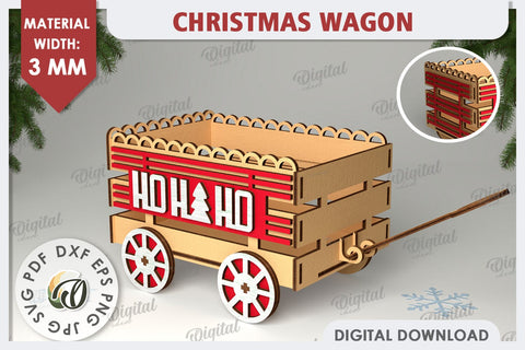 Christmas Wagons Laser Cut Bundle. Christmas Gift Boxes SVG SVG Evgenyia Guschina 