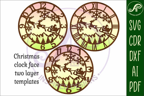 Christmas wall clock laser cut files, SVG SVG APInspireddesigns 