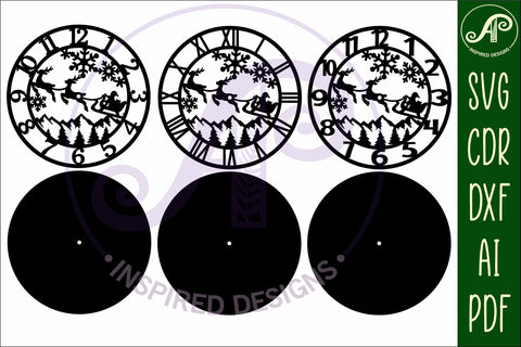 Christmas wall clock laser cut files, SVG SVG APInspireddesigns 