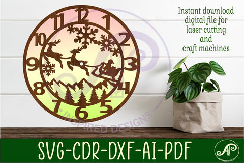 Christmas wall clock laser cut files, SVG SVG APInspireddesigns 
