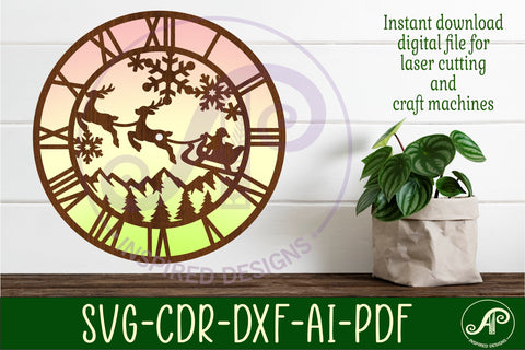 Christmas wall clock laser cut files, SVG SVG APInspireddesigns 