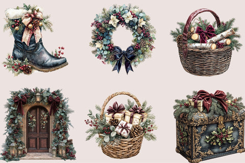 Christmas Watercolor Clipart Bundle Sublimation SVGArt 