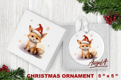 Christmas watercolor ornament sublimation / baby fox png Sublimation Angelina Semenova 