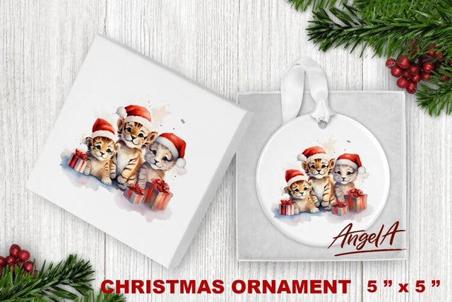Christmas watercolor ornament sublimation / tiger family png Sublimation Angelina Semenova 