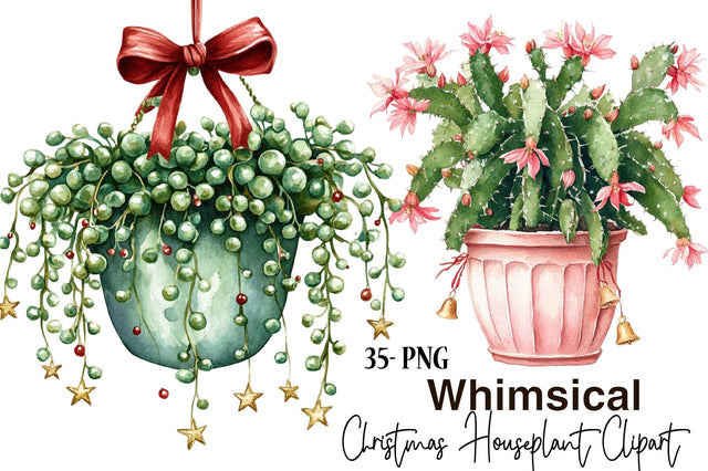 Christmas Watercolor Plants PNG Bundle Sublimation SVGArt 