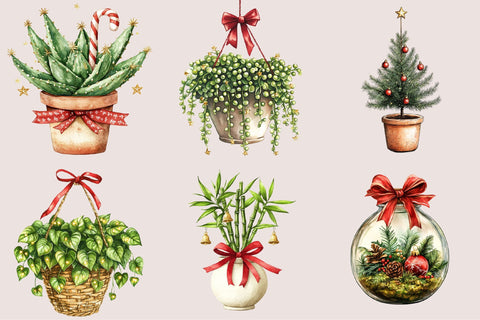 Christmas Watercolor Plants PNG Bundle Sublimation SVGArt 