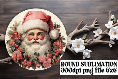 Christmas Watercolor Round Keychain Design Retro Sublimation afrosvg 