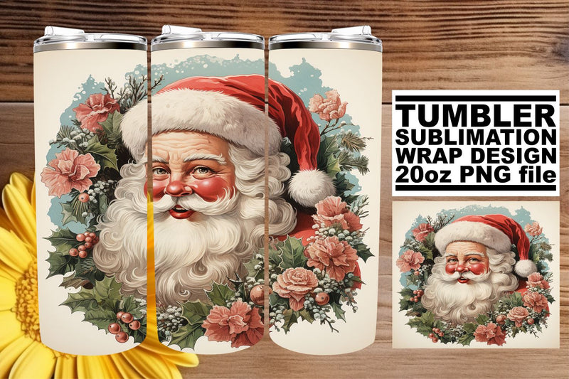 Christmas Watercolor Tumbler Wrap Design - Retro 20oz Sublimation Sublimation afrosvg 