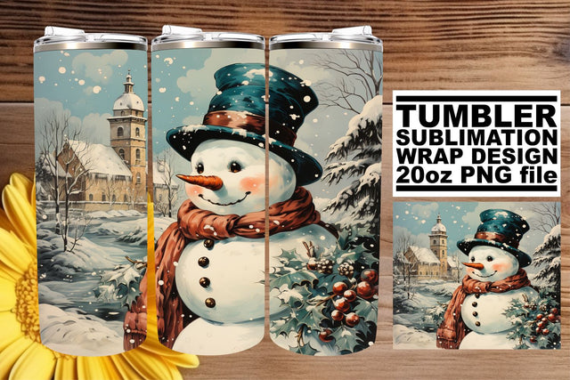 Christmas Watercolor Tumbler Wrap - Retro 20oz Sublimation Sublimation afrosvg 