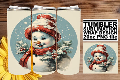 Christmas Watercolor Tumbler Wrap - Retro Sublimation 20oz Sublimation afrosvg 