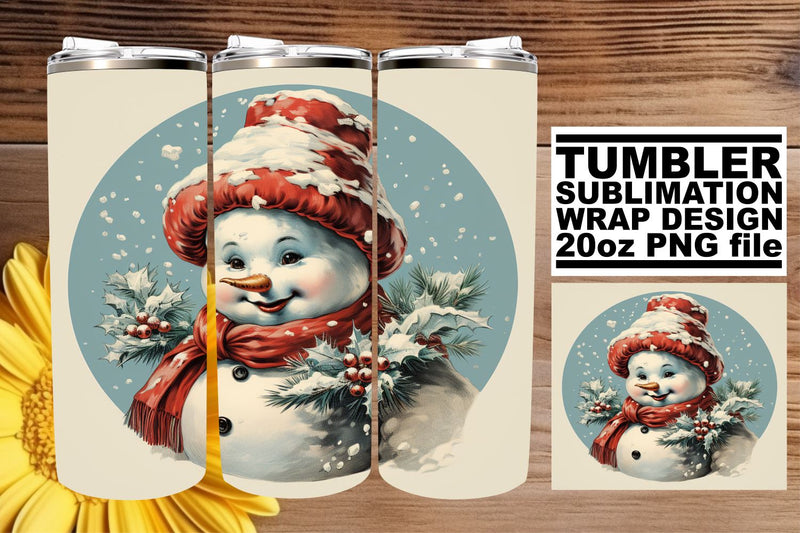 Christmas Watercolor Tumbler Wrap - Retro Sublimation 20oz Sublimation afrosvg 