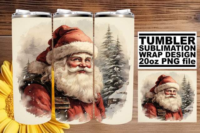 Christmas Watercolor Tumbler Wrap Sublimation - Retro 20oz Design Sublimation afrosvg 