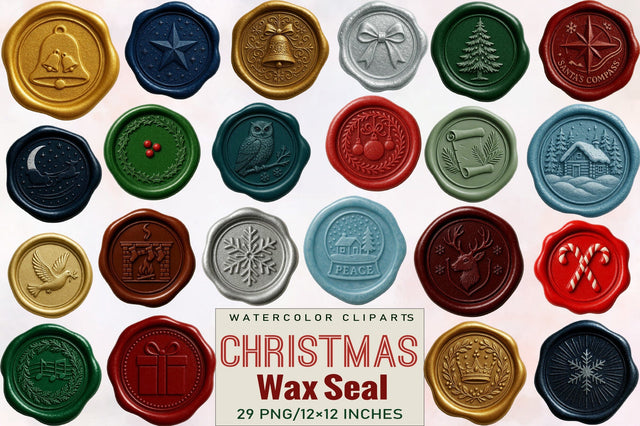 Christmas Wax Seal Clipart Bundle Sublimation SVGArt 
