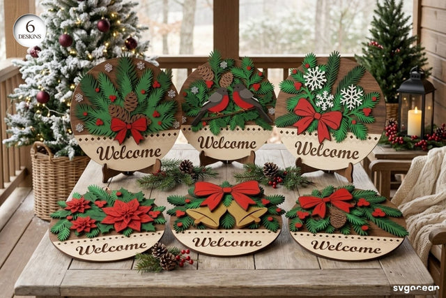 Christmas Welcome Door Hanger SVG Bundle SVG SvgOcean 