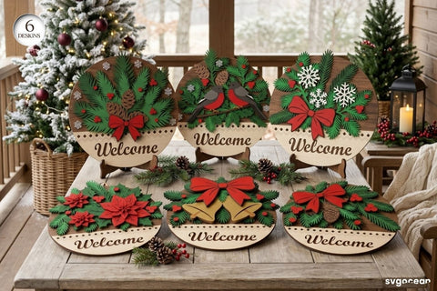Christmas Welcome Door Hanger SVG Bundle SVG SvgOcean 