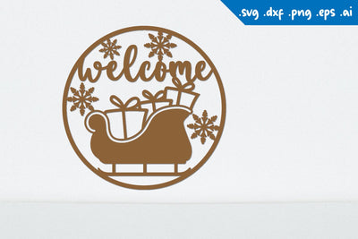 Christmas welcome sign, Holidays Sign Laser cut SVG zafrans studio 