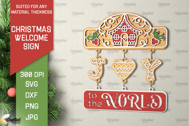 Christmas Welcome Sign Laser Cut Design. Christmas Decor SVG SVG Evgenyia Guschina 