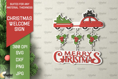 Christmas Welcome Sign Laser Cut Design. Christmas Decor SVG SVG Evgenyia Guschina 