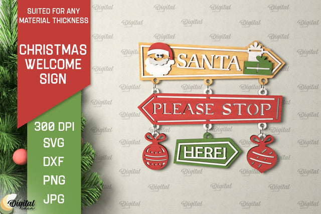 Christmas Welcome Sign Laser Cut Design. Christmas Decor SVG SVG Evgenyia Guschina 