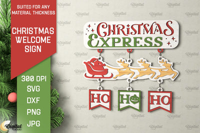 Christmas Welcome Sign Laser Cut Design. Christmas Decor SVG SVG Evgenyia Guschina 