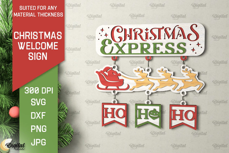 Christmas Welcome Sign Laser Cut Design. Christmas Decor SVG SVG Evgenyia Guschina 