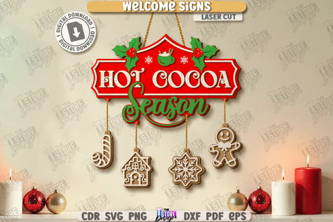 Christmas Welcome Signs Laser Cut Bundle | Winter Front Door Decor | Retro Signs | Xmas Wall Decor | Wall Decor | Christmas Laser | Christmas Eve | Home Decor | Merry Christmas | Xmas SVG | Winter Holidays | Holly Jolly Vibes | CNC Files SVG The T Store Design 