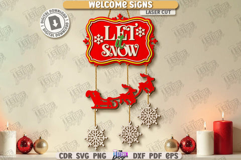 Christmas Welcome Signs Laser Cut Bundle | Winter Front Door Decor | Retro Signs | Xmas Wall Decor | Wall Decor | Christmas Laser | Christmas Eve | Home Decor | Merry Christmas | Xmas SVG | Winter Holidays | Holly Jolly Vibes | CNC Files SVG The T Store Design 