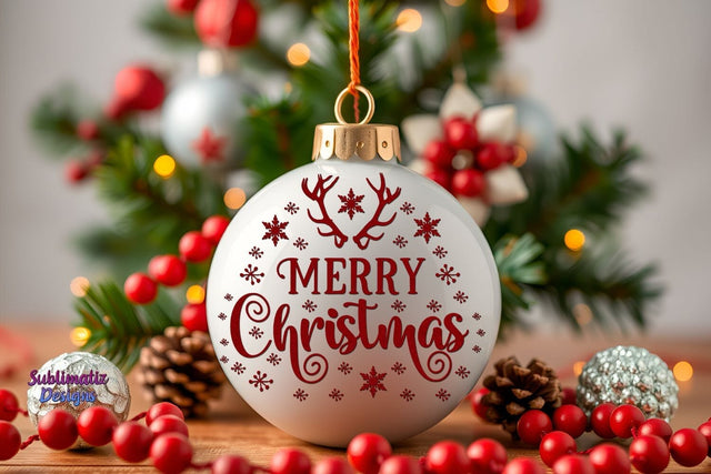 Christmas White Ornament Display Mock Up Photo Sublimatiz Designs 