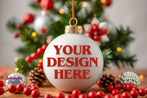 Christmas White Ornament Display Mock Up Photo Sublimatiz Designs 