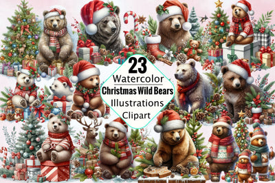 Christmas Wild Bears Sublimation Clipart Bundle Sublimation SVGArt 