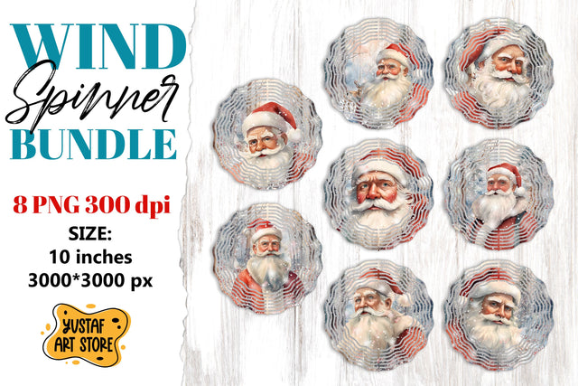 Christmas wind spinner Bundle. Santa Claus sublimation Sublimation Yustaf Art Store 
