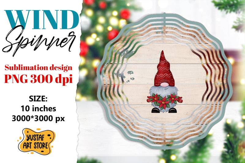 Christmas wind spinner. Christmas gnome sublimation Sublimation Yustaf Art Store 