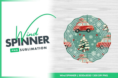 Christmas wind spinner round with red cars Sublimation Regulrcrative 